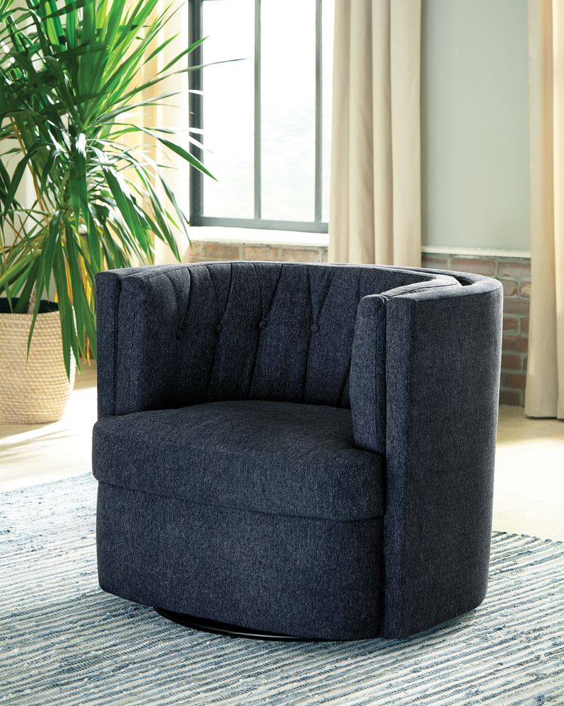 Swivel chair in dark blue linen fabric by Coaster