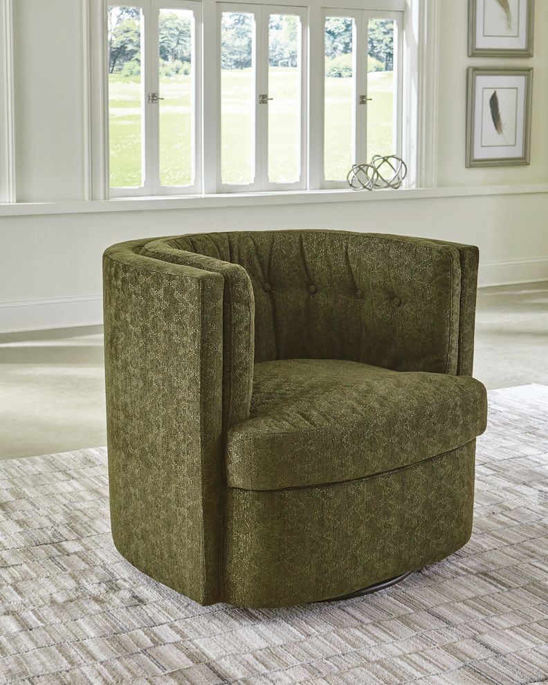 Swivel chair in dark green fabric by Coaster