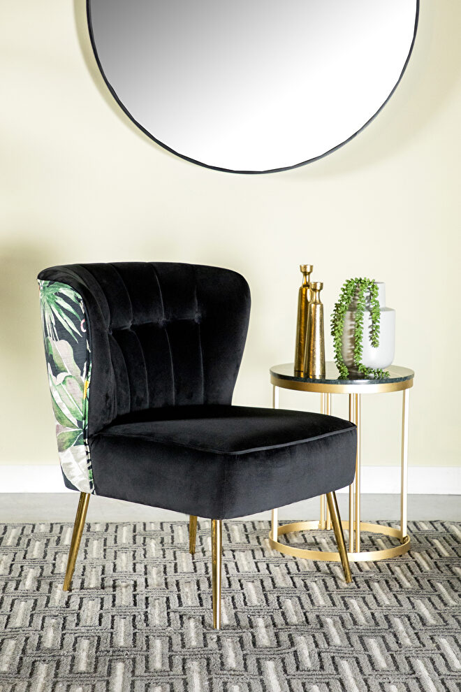 Soft black velvet accent chair by Coaster