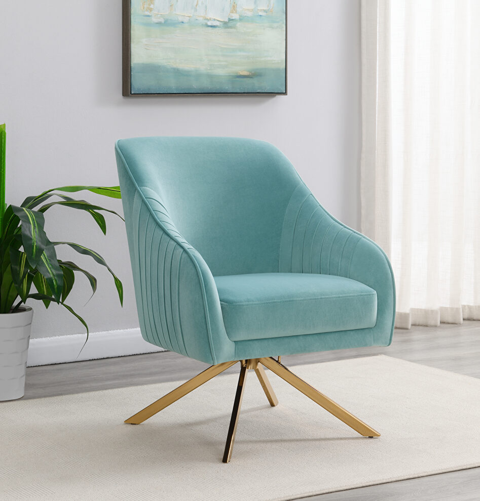 Aqua blue soft velvet upholstery accent chair by Coaster