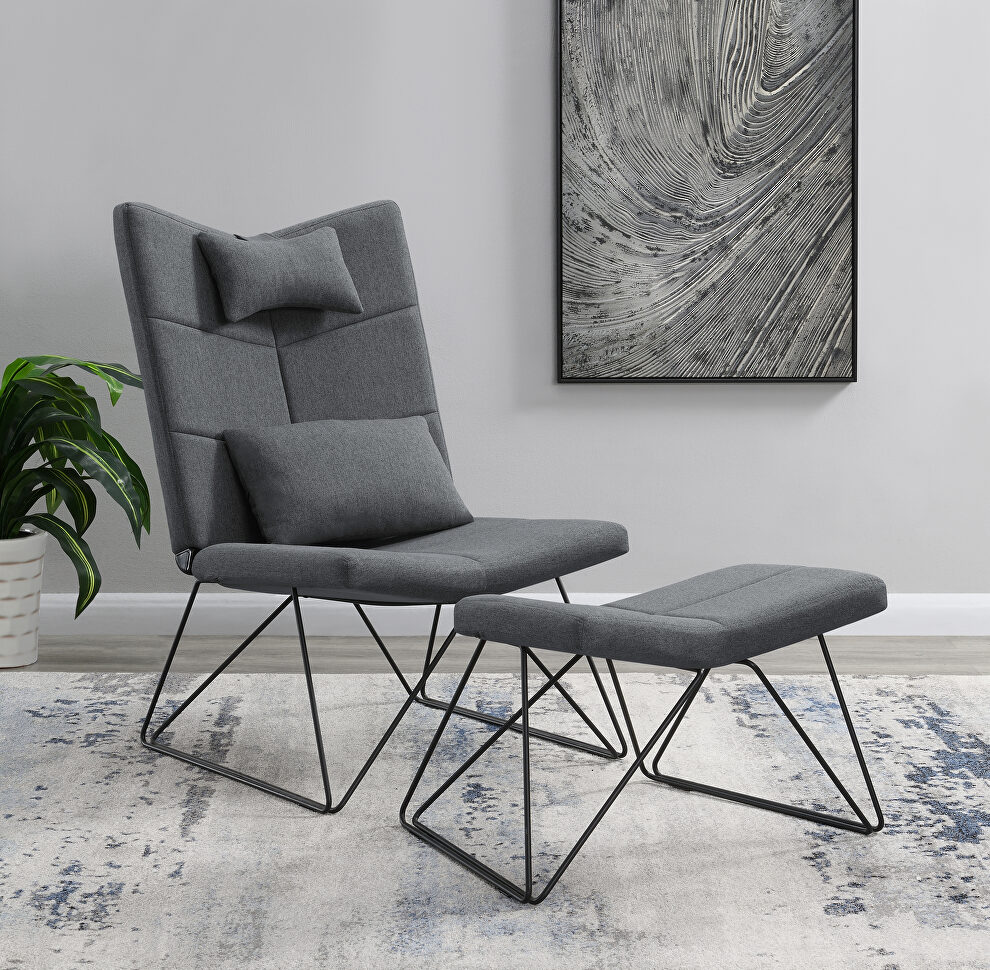 Accent chair with ottoman in gray fabric by Coaster