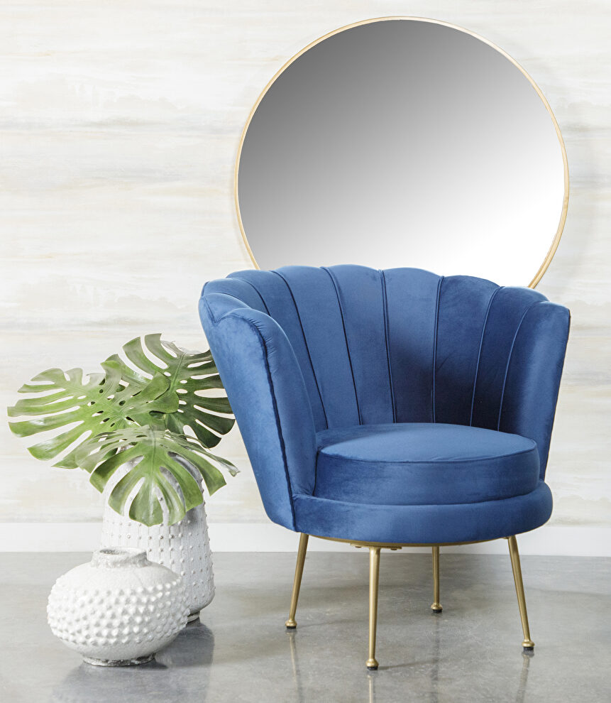 Fashionable blue velvet seashell inspired accent chair by Coaster