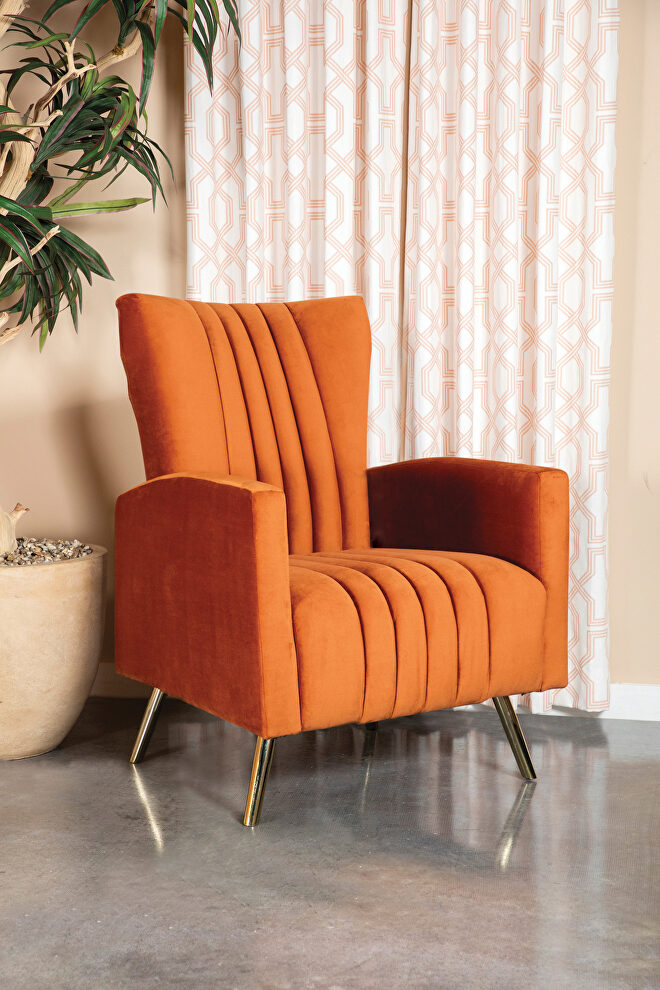 Rust vertical channeled tufting accent chair by Coaster