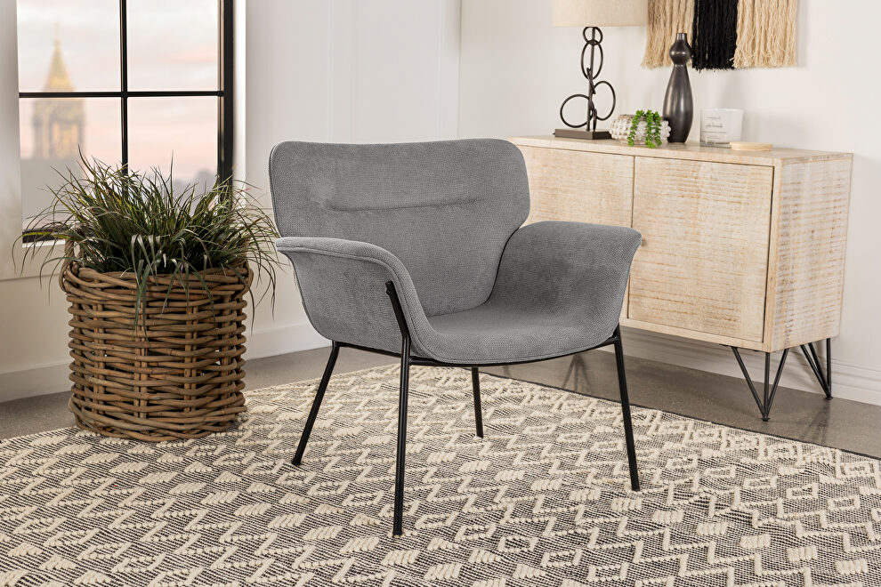 Upholstered flared arms accent chair ash grey by Coaster