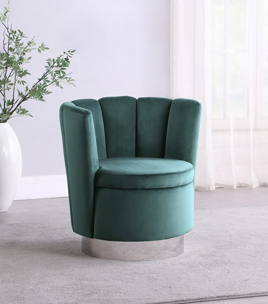 Soft luxurious teal velvet swivel chair by Coaster