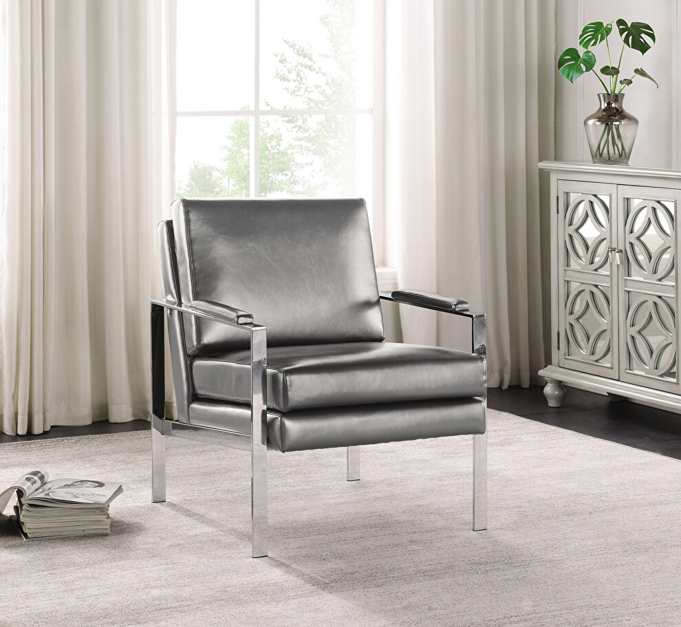 Steel gray color accent chair by Coaster