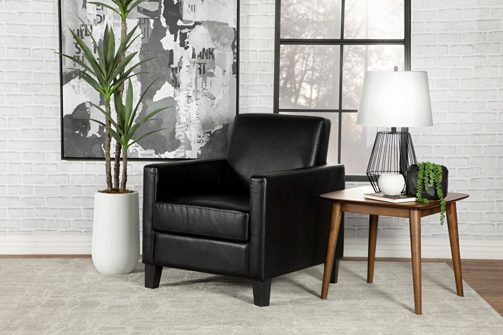 Black leatherette upholstery accent chair with track arms by Coaster