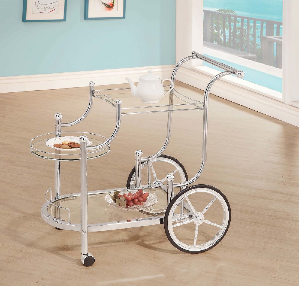 Traditional chrome serving cart by Coaster