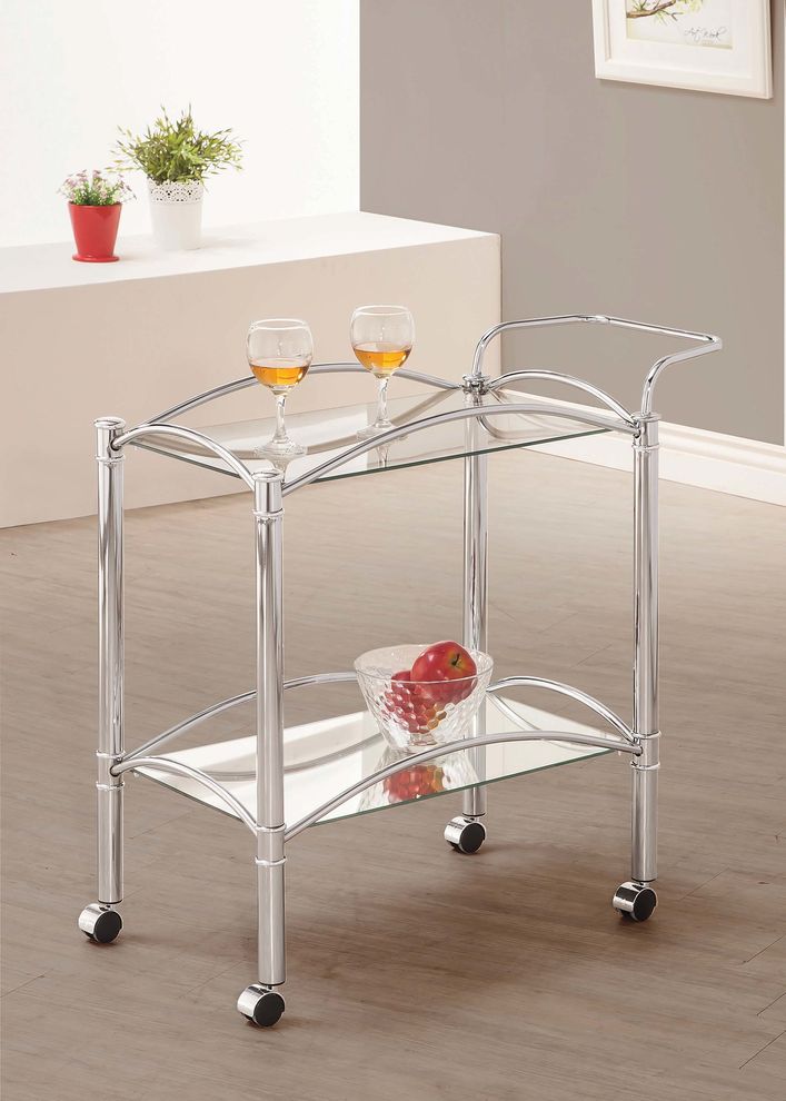 Traditional chrome and glass serving cart by Coaster