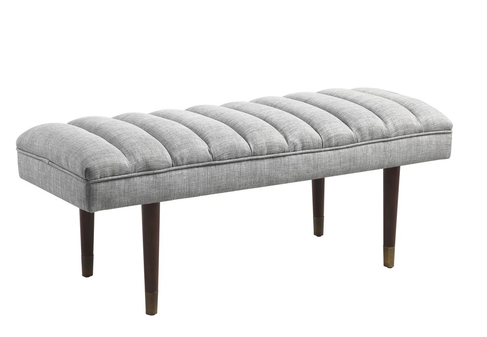 Mid-century modern grey upholstered bench by Coaster
