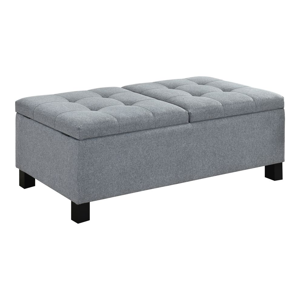 Gray tufted dual top storage bench by Coaster