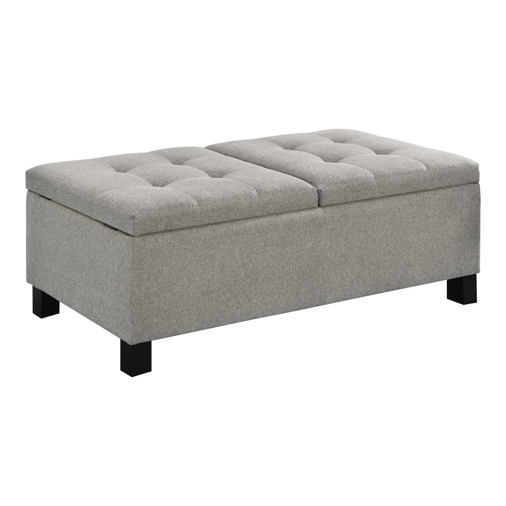 Beige tufted dual top storage bench by Coaster