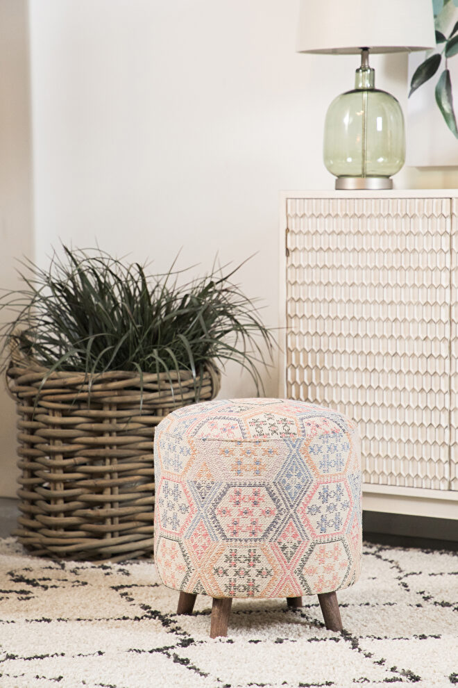 Light pastel multi-color patterned accent stool by Coaster