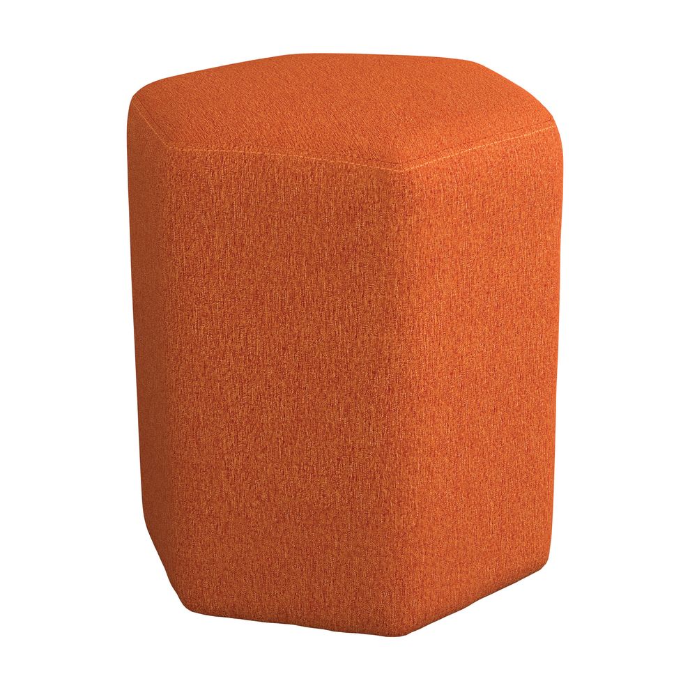 Hexagon shape orange woven fabric stool / ottoman by Coaster