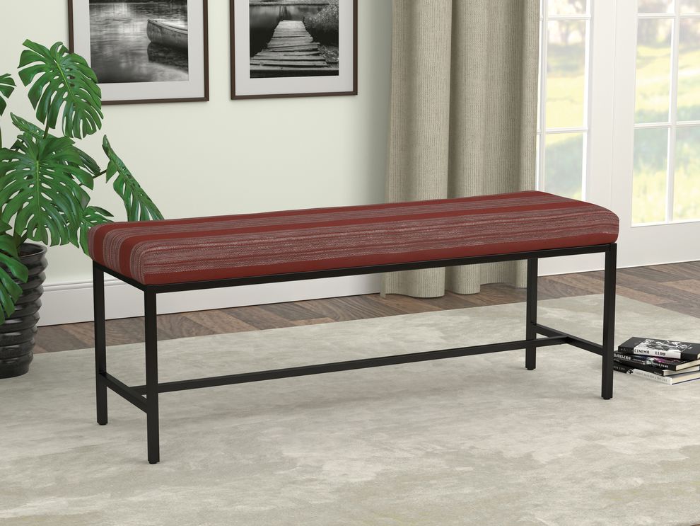 Red fabric / gunmetal stylish bench by Coaster