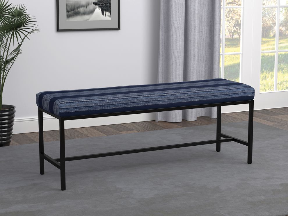 Blue fabric / gunmetal stylish bench by Coaster