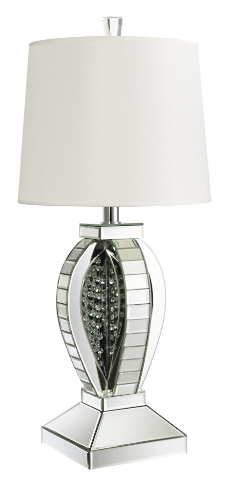 Table lamp with drum shade white and mirror by Coaster