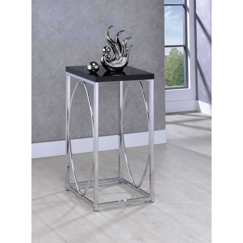Black/chrome accent table by Coaster