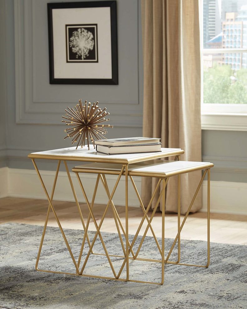 Modern marble and gold nesting tables by Coaster