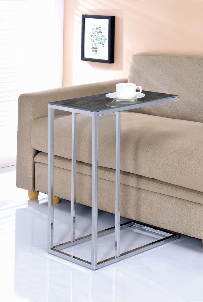 Black marble and chrome accent table by Coaster