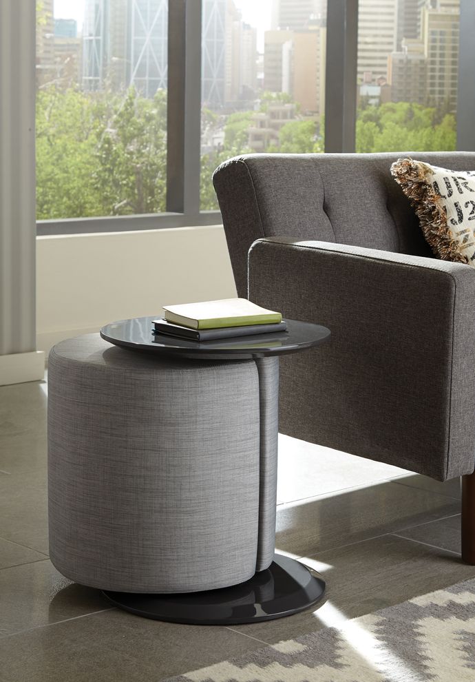 Accent table w/ gray woven fabric ottoman by Coaster
