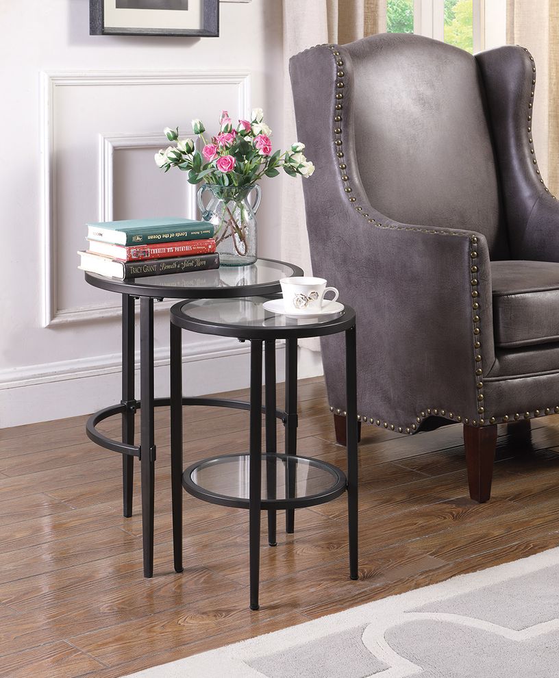 Matte black nesting table by Coaster