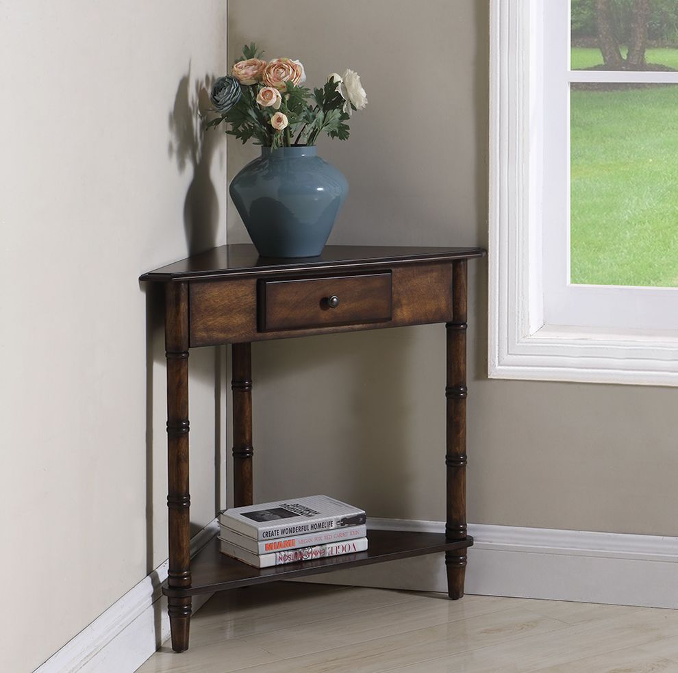 Cherry corner accent table / display by Coaster
