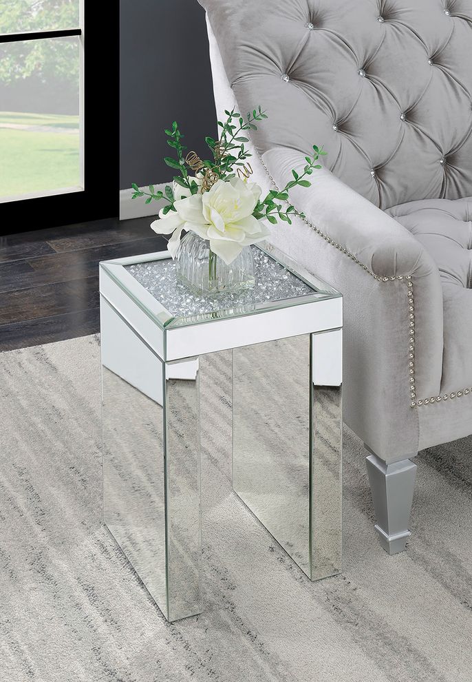 Contemporary mirrored side table by Coaster