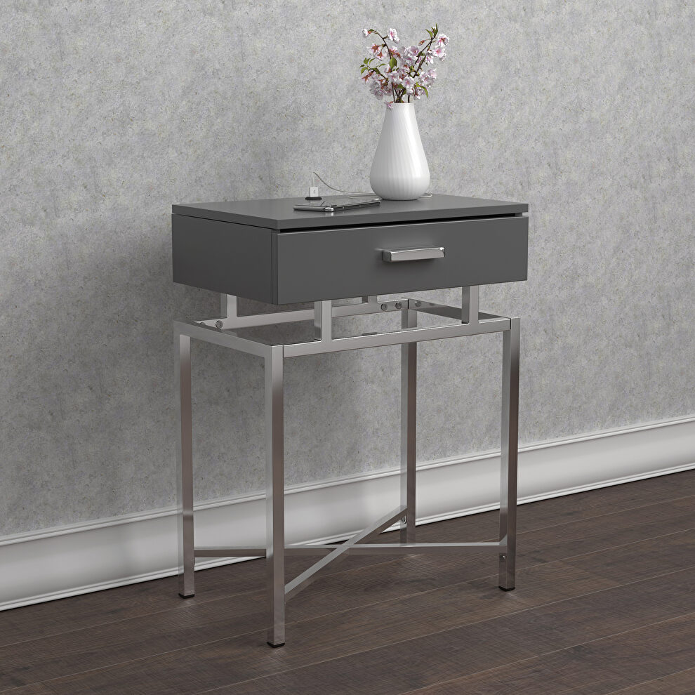 Modern side table in a gray high gloss lacquer finish by Coaster