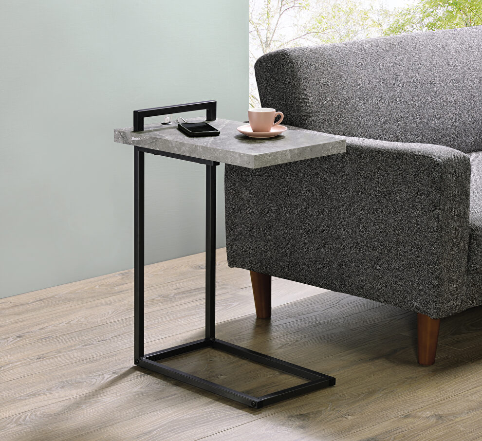 Cement/gunmetal finish accent table by Coaster
