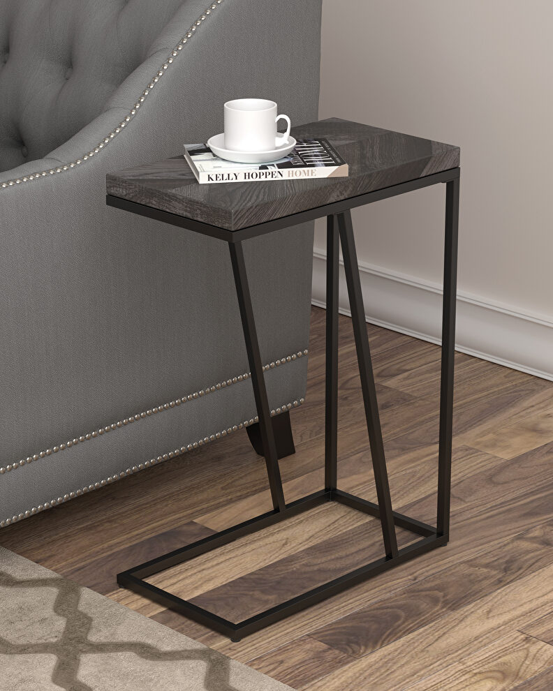 Rustic gray herringbone wood finish accent table by Coaster