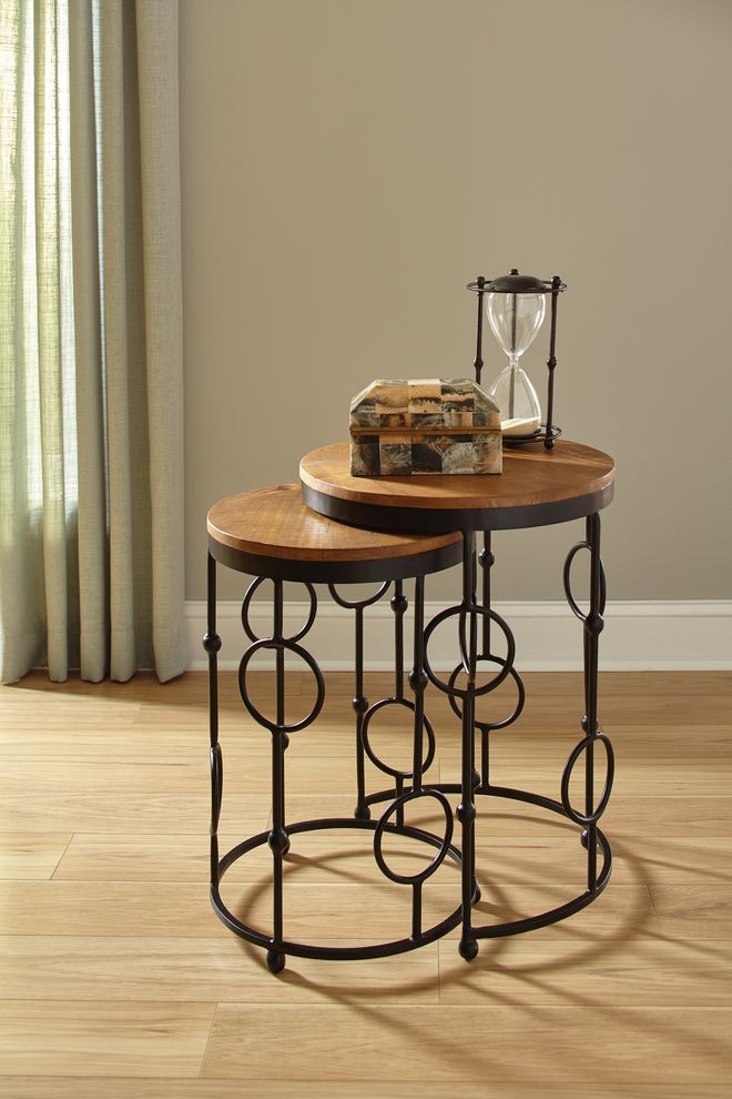 Circular nesting table in rich brown by Coaster