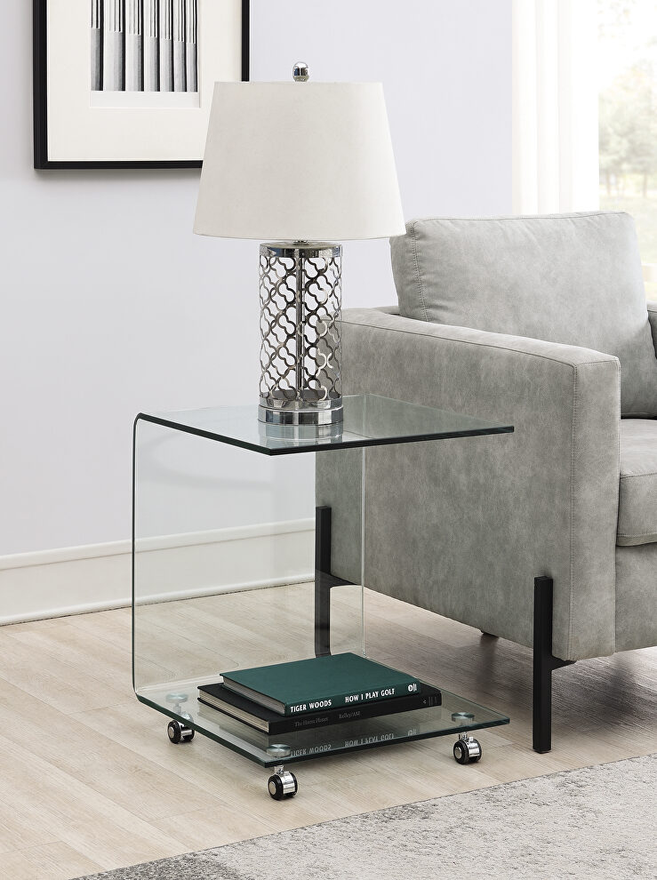 Clear tempered glass accent table by Coaster