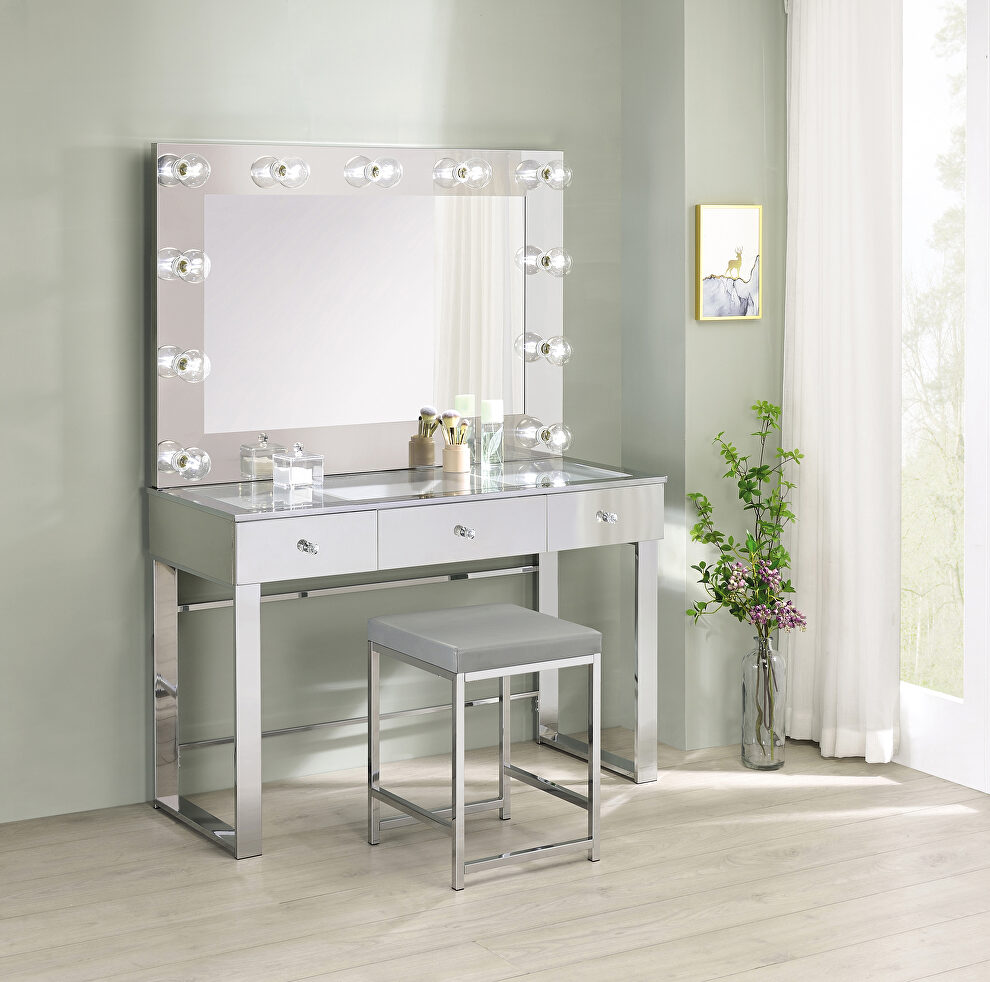 Clear tempered glass top vanity table by Coaster