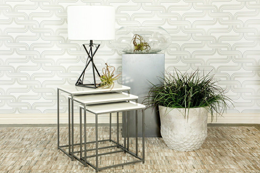 3-piece nesting table with white marble top by Coaster