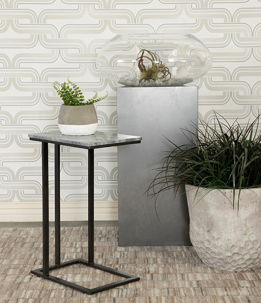 Accent table with marble top gray by Coaster