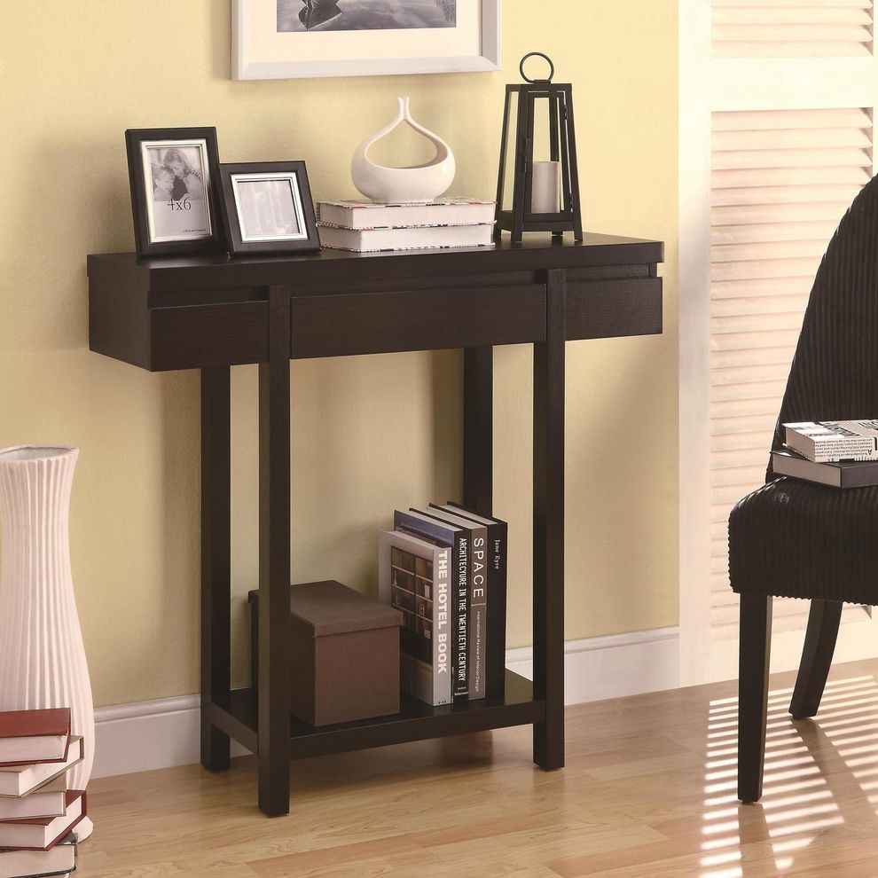 Simple cappuccino finish console table by Coaster