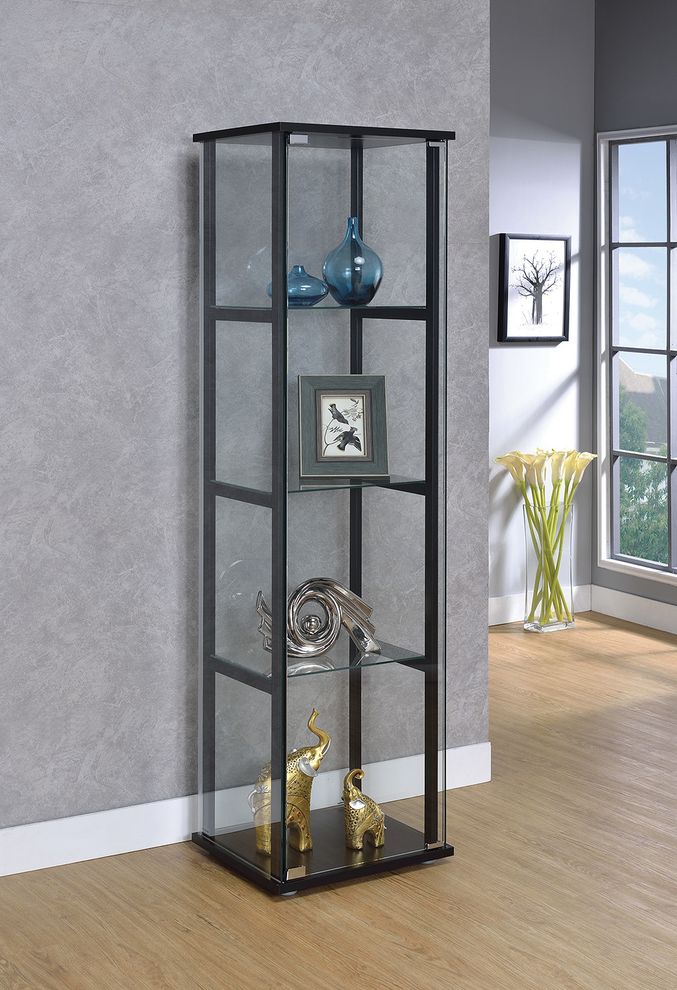 Contemporary glass and black curio cabinet by Coaster