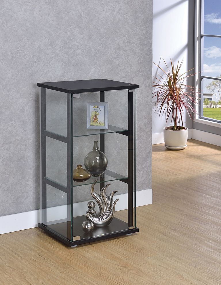 Contemporary black and glass curio cabinet by Coaster