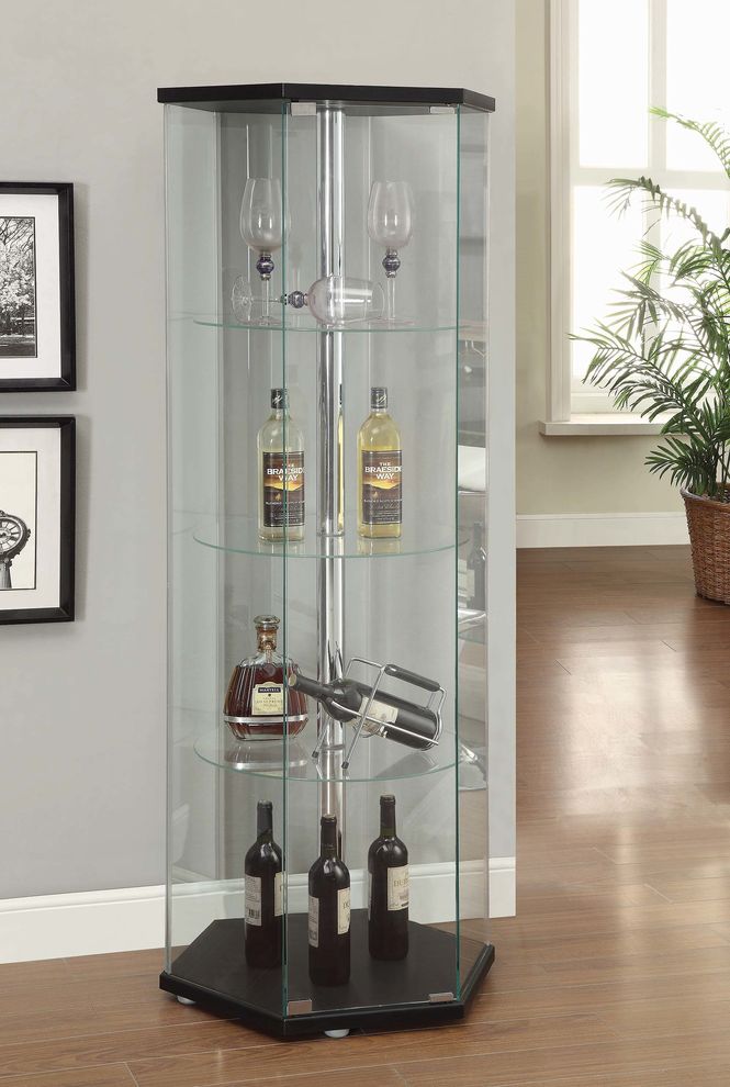 Traditional glass hexagon curio cabinet by Coaster