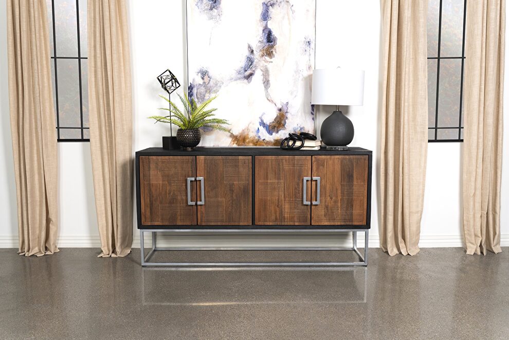 4-door wooden accent cabinet walnut and black by Coaster