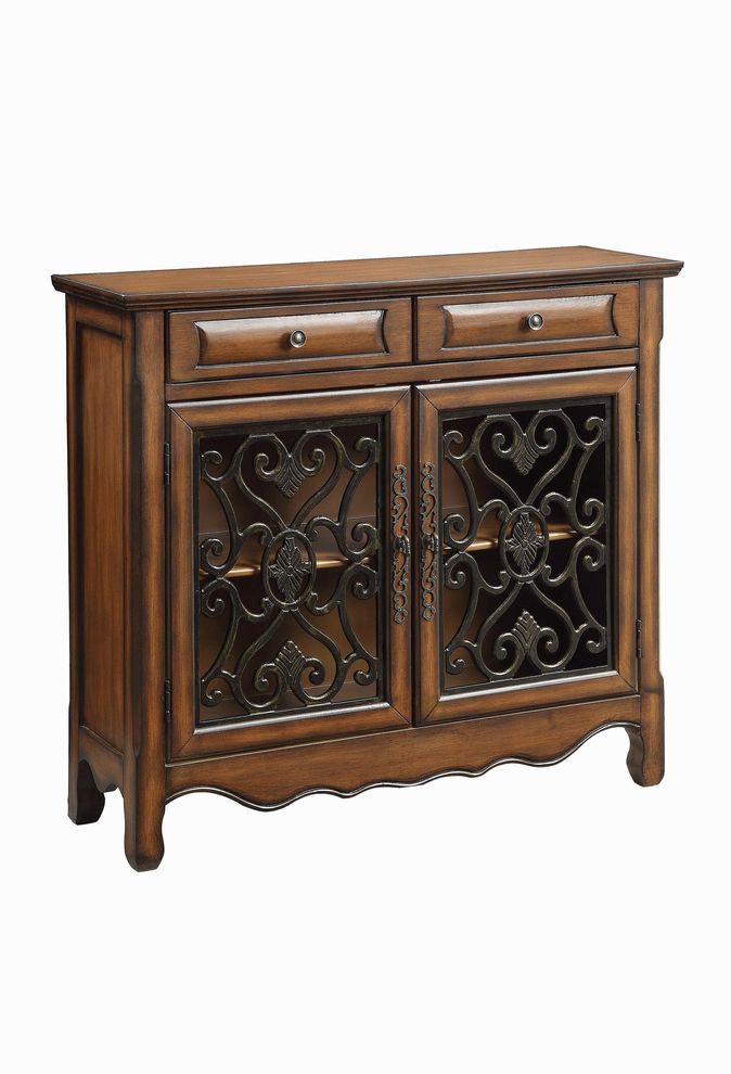 Traditional warm brown two-door cabinet by Coaster