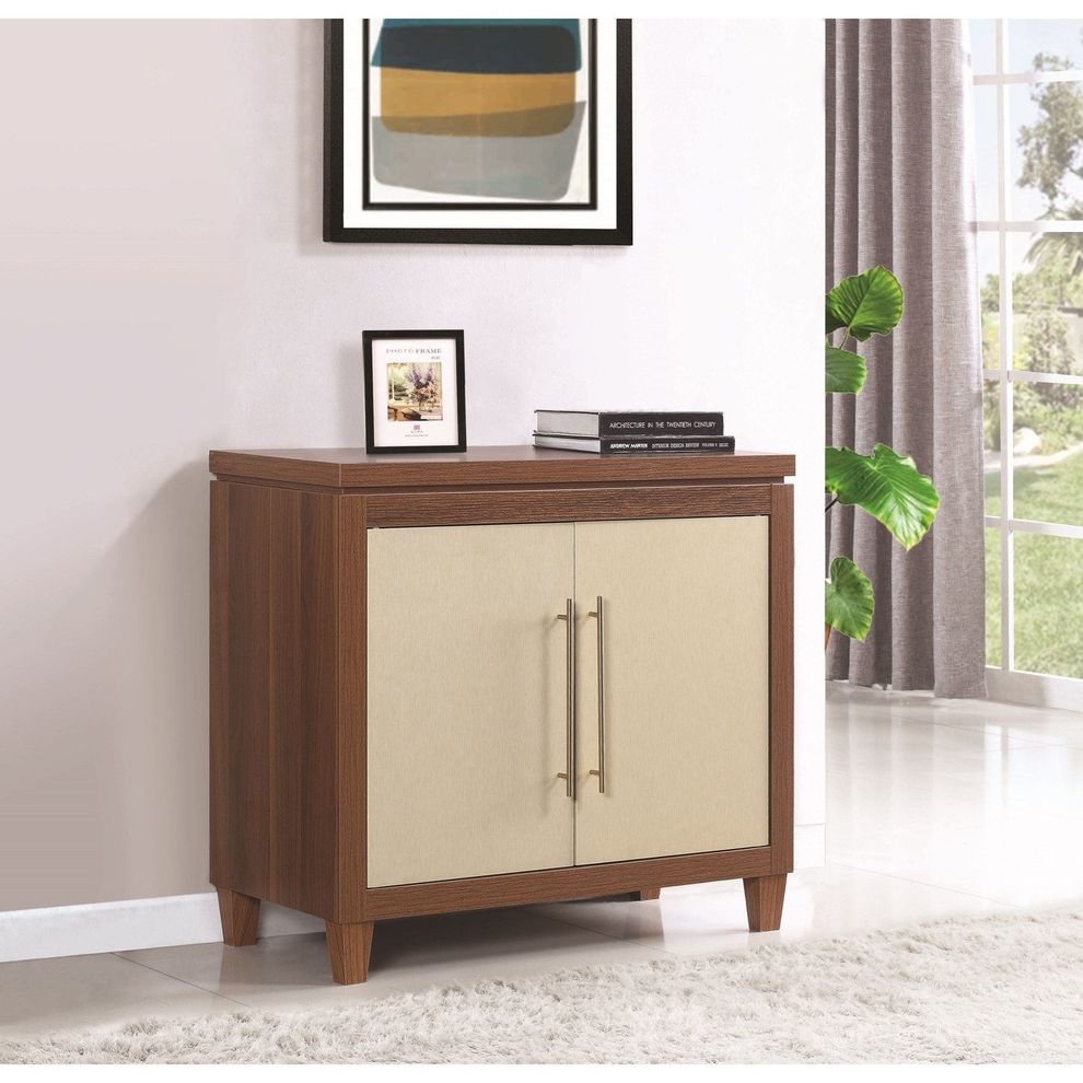 Walnut/gold contemporary accent cabinet by Coaster