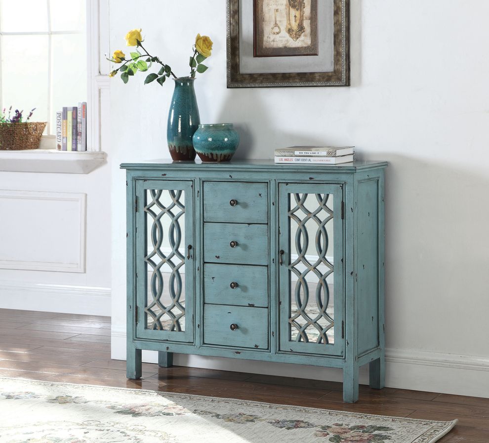 French country antique blue accent cabinet by Coaster