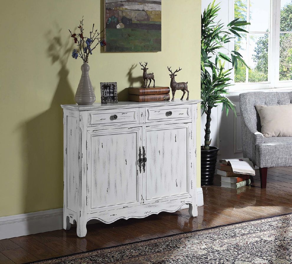 French country antique white accent cabinet by Coaster