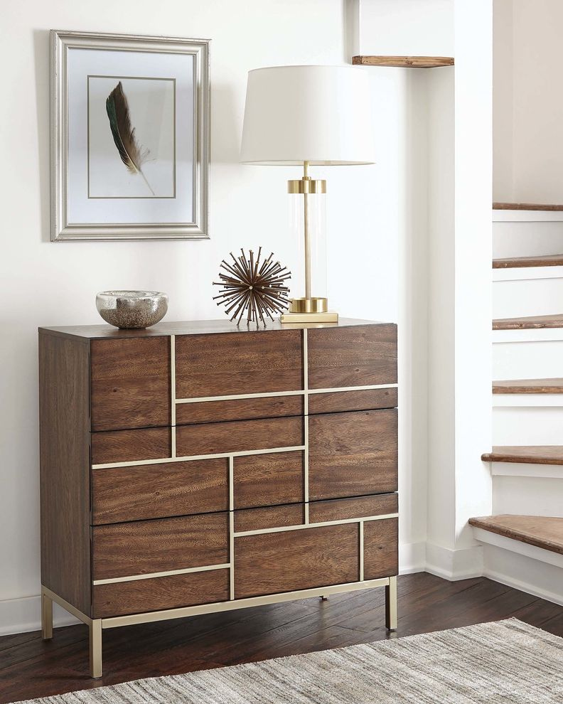 Mid-century modern warm brown accent cabinet by Coaster
