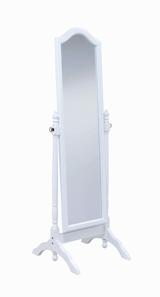 Transitional white cheval mirror by Coaster