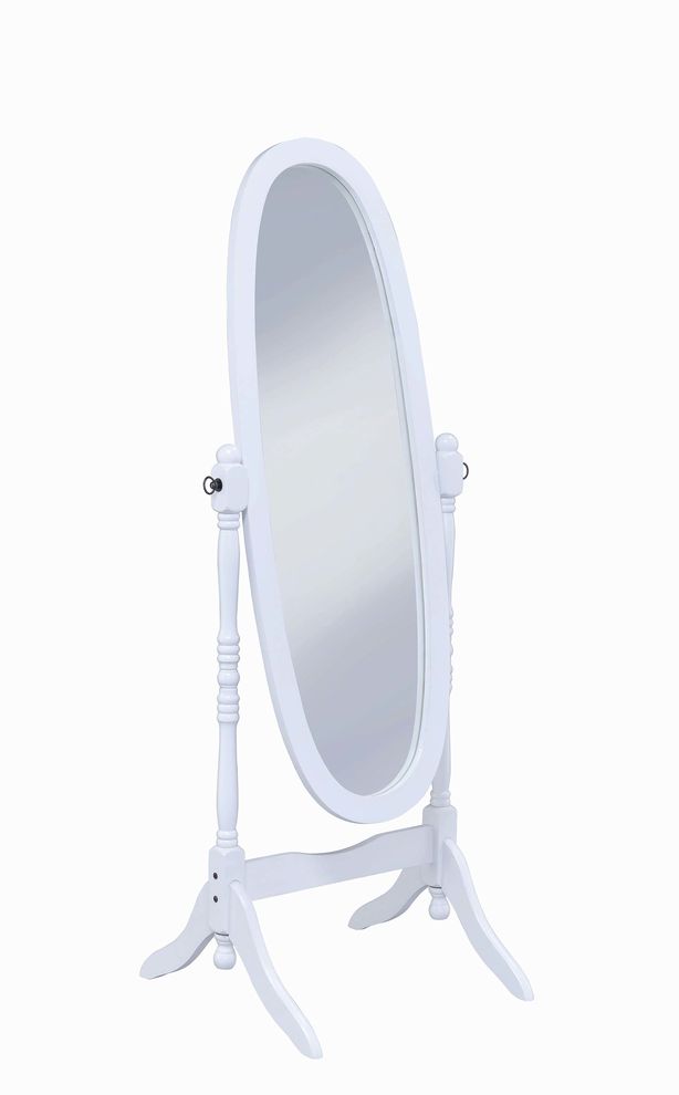 Transitional white cheval mirror by Coaster