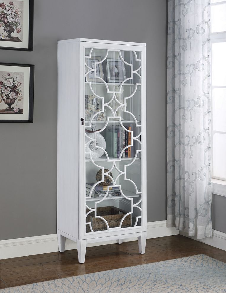 Rich white tall curio cabinet by Coaster