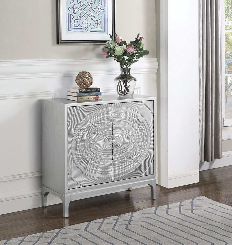Contemporary silver accent cabinet by Coaster